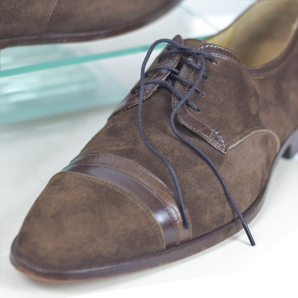 Carlo Morandi 11.5 Derby Brown Suede Shoes Italy - Picture 2 of 8